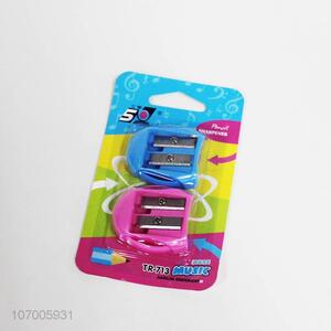 Good Quality 2 Pieces Colorful Plastic Pencil Sharpener