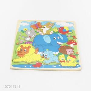 Hot selling kids educational cartoon animals wooden puzzle toys