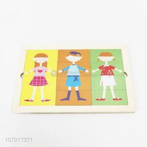 Good quality cartoon figure wooden jiasaw puzzle for kids