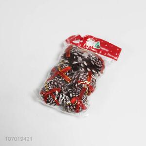 Cheap price Christmas decoration small pinecone set 6 Christmas pendant