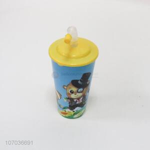 High-grade cartoon pattern plastic straw water cup for kids