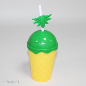 Factory Wholesale Cute Cartoon Colorful Plastic Cup with Straw