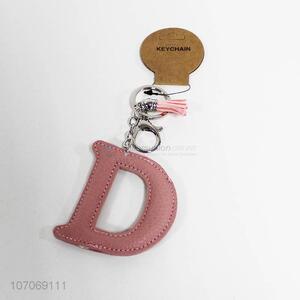 Competitive price pu leather alphabet key chain letter D key chain