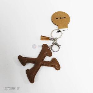 Low price pu leather alphabet key chain letter X key chain