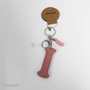 Wholesale durable pu leather alphabet key chain letter I key chain