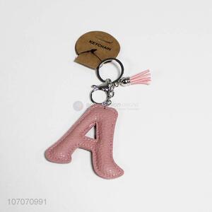 Reasonable price fashion key chain pu leather alphabet letter key ring