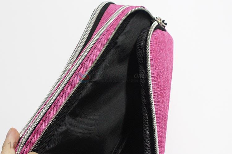 Fashion Design Oxford Cloth Pen Bag With Three Zippers