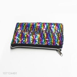 High Quality Sequins Canvas Pen Bag With For Sale