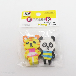 Hot Selling 2 Pieces Cartoon Animal Shape Eraser Set