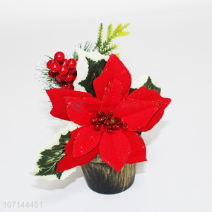 Wholesale Christmas Poinsettia Flower Artificial for Home Party Decoration