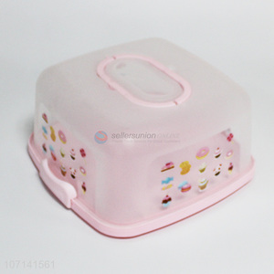 Cute Design Plastic Round Cake Box With Handle