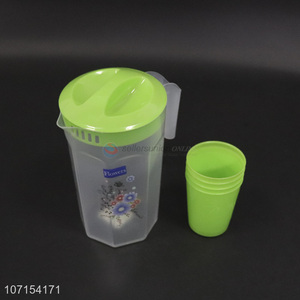 Wholesale cheap plastic cold water jugs pitchers with lid and 4 cups