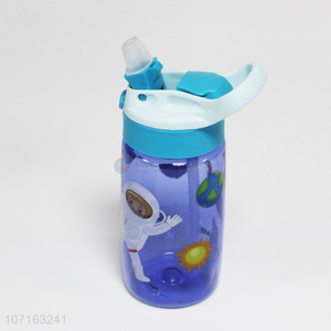 Cartoon Printing Plastic Water Bottle With Straw