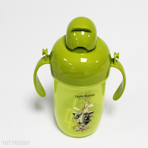Good quality cartoon kids plastic water bottle with double handles