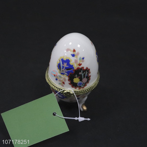 Wholesale Art Printing Egg Shape Ceramic Jewelry Box