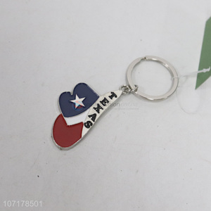 Good quality hat shape enamel metal keychains tourism souvenir