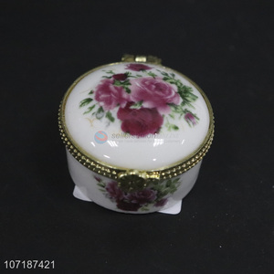 New design flowers printing ceramic jewelry box storage box