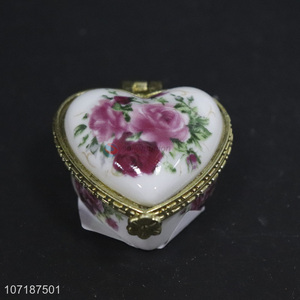 Wholesale Heart Shaped Porcelain Trinket Boxes Ceramic Jewelry Box