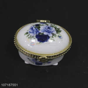 Wholesale crafts ceramic storage box porcelain jewelry box