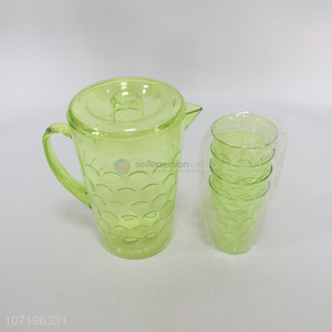 Good quality fashion eco-friendly colorful plastic cold water jug with 4 cups