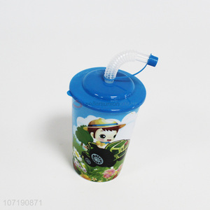Cheap Fashionable Food Grade Plastic Straw Cup with Straw and Lids