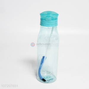 Hot sale clear colored bpa free plastic water bottle with straw
