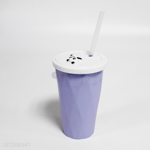 Factory direct sale fashionable plastic water cup with straw & lid