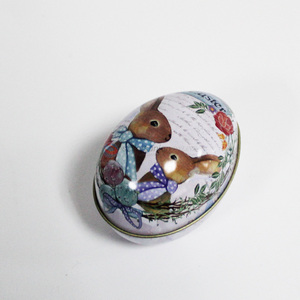 Wholesale lovely rabbit printed Easter egg tin cans candy cans