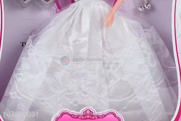 Competitive price 11.5inch 12joints 3D eyeball wedding dress doll set girls toy