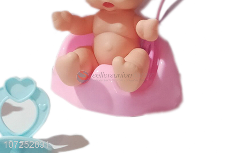 Unique Design Vinyl Baby Doll Toy With Feeder Bottle And Toilet