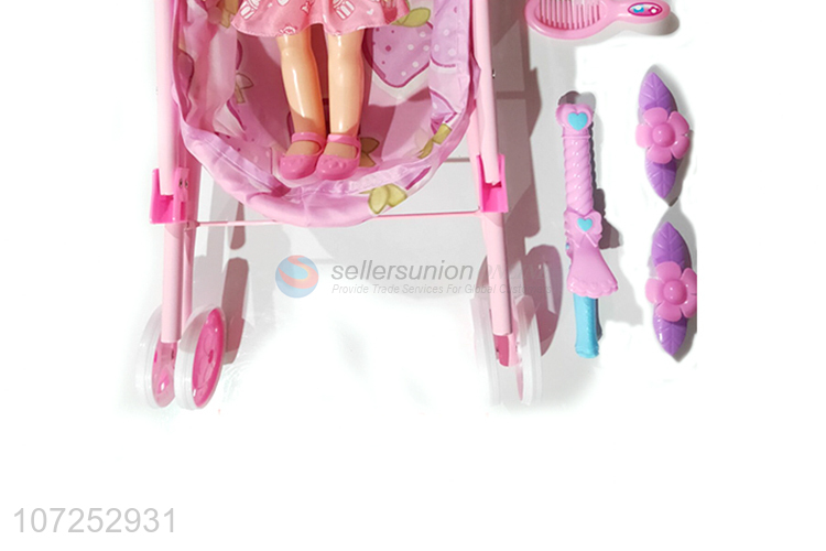 New Style 14 Inch Baby Doll Kits Baby Toy Doll Stroller For Girls