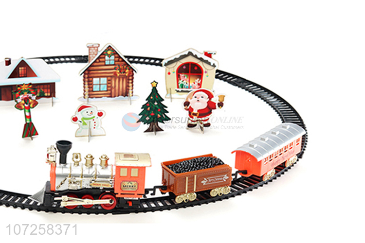 Bottom price kids toys battery operated Christmas train set with track