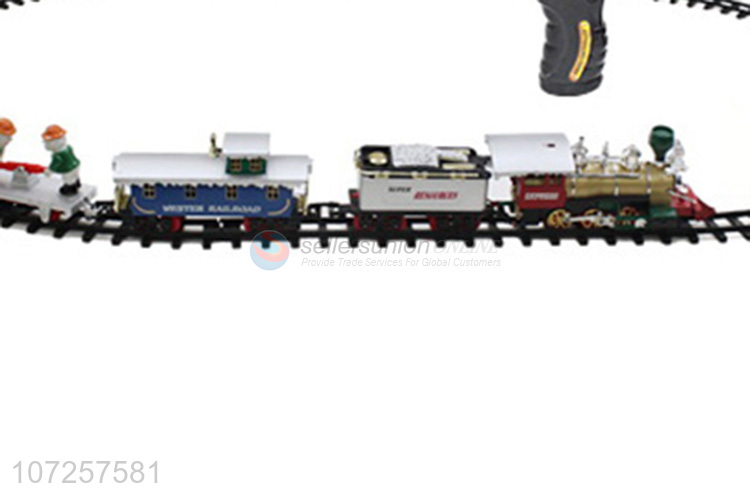 Popular products battery operated plastic train railway set slot toys