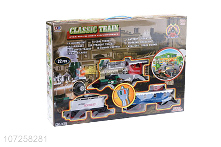 Professional supply electric battery operated mini plastic smoke train set