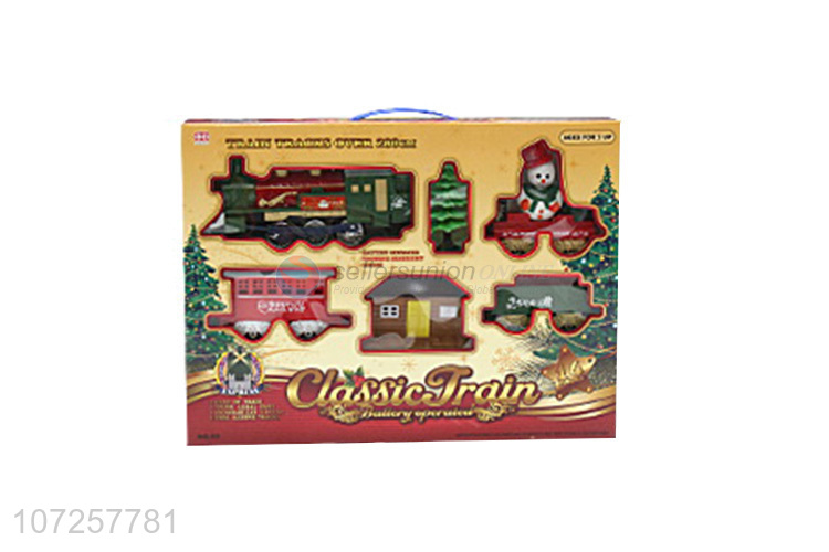 High quality plastic track toys battery operated toy Christmas train for kids