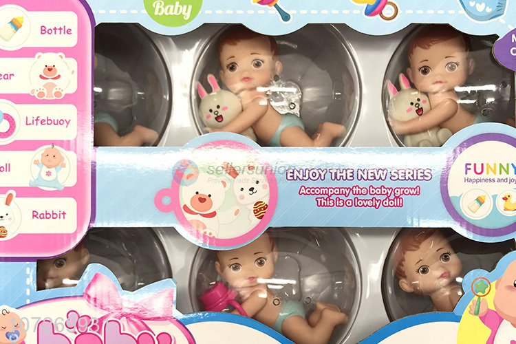 Popular products eco-friendly vinyl reborn baby doll set with bottles and cartoon rabbits in eggs