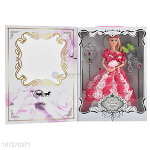 Factory direct sale 11.5 inch solid body princess doll wedding dress doll with magic wand and accessories