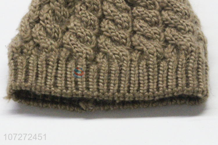China manufacturer women winter fleece beanie hat knitted hat with pompom
