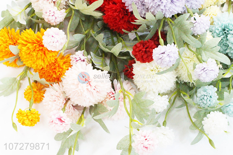 Low price indoor decoration 3 heads artificial chrysanthemum cloth flowers