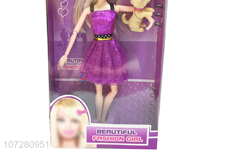 Fashion Solid Body Beauty Girl Doll With Pet Set