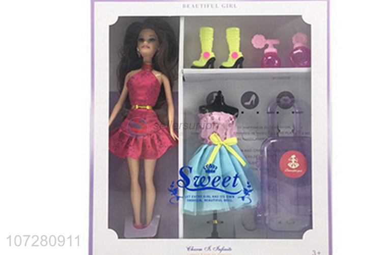 Popular Solid Body Beautiful Girls Doll With Fashion Accessories Set