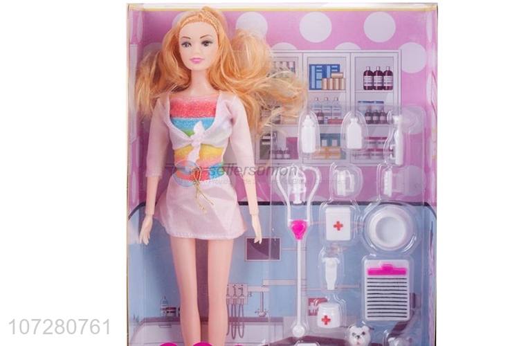 Good Quality 11 Joints Solid Body Doll Doctor Set Toy