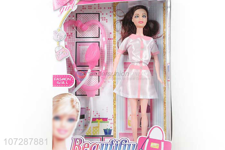 Good Sale 11.5 Inch Solid Body Nurse Doll With Accessories Set