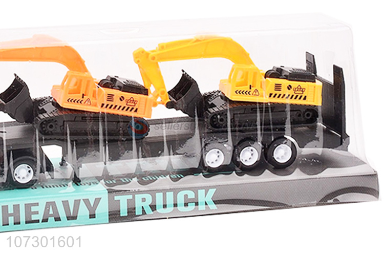 Premium Quality Inertial Heavy Trailer Truck Toy Carrying Two Excavator