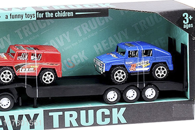 Personalized Popular Inertial Heavy Trailer Truck Toy With Two Cars For Kids