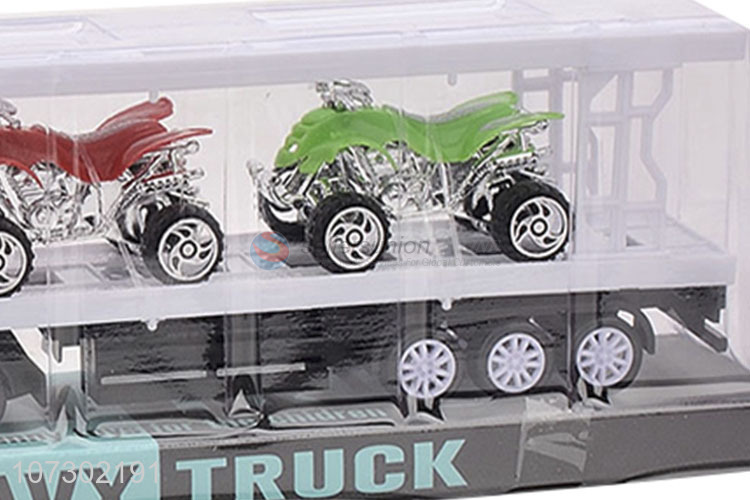 Good Sales Kids Inertial Heavy Trailer Truck Toy Carrying Two Motorcycles