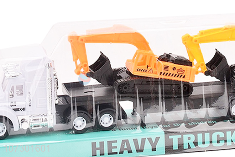 Premium Quality Inertial Heavy Trailer Truck Toy Carrying Two Excavator