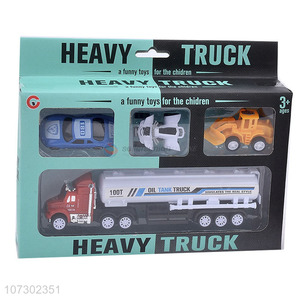 Wholesale Kids Funny Toy Inertia Oil Tank Truck Container Heavy Trailer Truck Set Toys