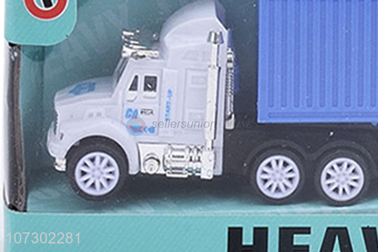 Top Selling Plastic Inertia Heavy Trailer Truck Carrying Two Cars Kids Toy Set