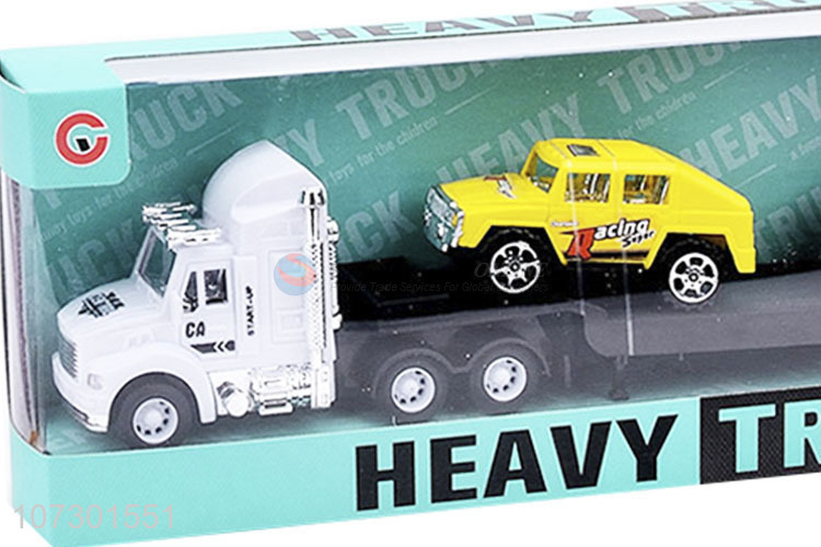 Hot Sale Inertial Heavy Trailer Friction Truck Toy With Two Cars For Kids